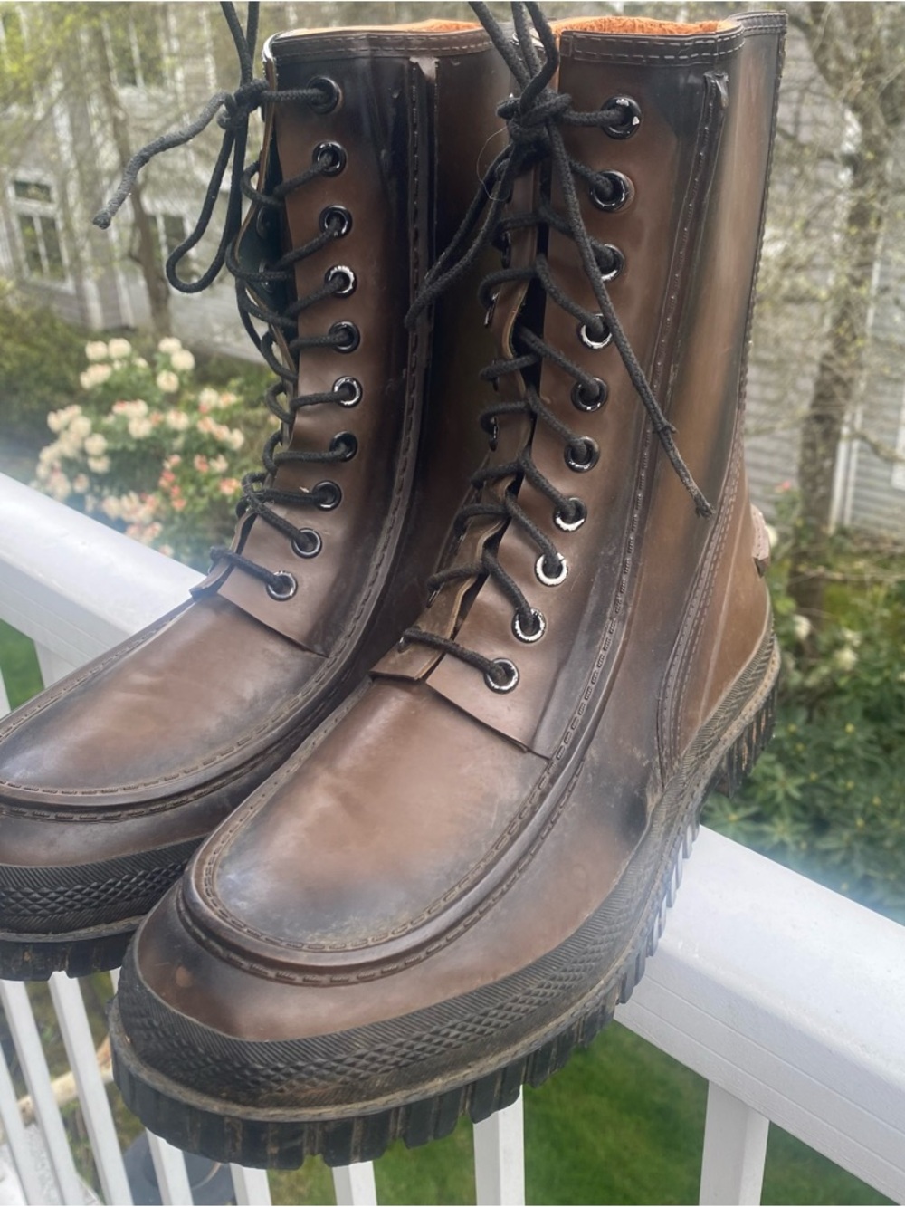 JB Vintage Mountain Man Rubber Work Boots w Steel Shanks Size 10